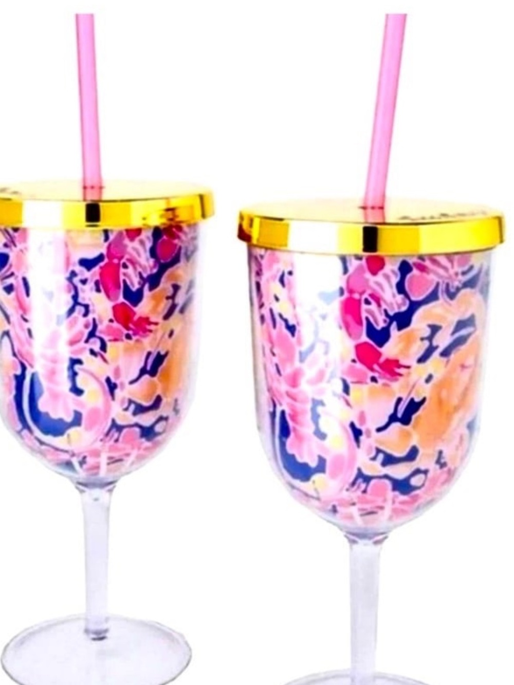 Lilly Pulitzer ADULT SIPPIE CUPS acrylic Wine Glasses - set of 2 - NEW